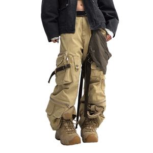 Prix de gros, logo personnalisé, vêtements de rue hip-hop, jeans à jambes droites multi-poches, tissu en toile de coton 100%, pantalon cargo pour hommes - Product Image 1