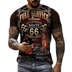 T-Shirt Casual Stampata con Motivo US Route <span class=keywords><strong>66</strong></span> per Uomo, Collezione Estiva, Collo Tondo, Manica Corta, 100% Poliestere Tessuto 210g - Product Image 4