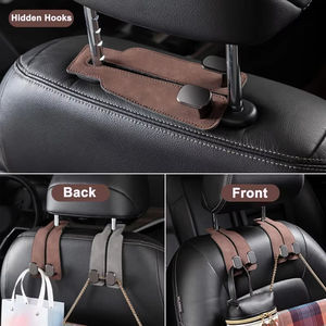 2 In 1 Auto Kopfstütze Haken Wildleder Rücksitz Rücken hängen Legierung Doppel haken Clip Halter Lagerung Auto Interieur Zubehör Universal - Product Image 2