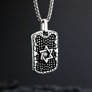 Stainless Steel Men's Pendant Six Pointed <b>Star</b> Relief Geometric <b>Design</b> Necklace Fashion Jewelry - Product Image 1