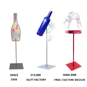 Custom retail POS POP metal pole topper beverage wine spirits display stand rack with led light