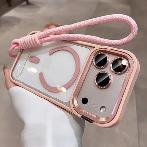เคสแม่เหล็กสำหรับ iPhone 15 Pro พร้อมขาตั้งป้องกันกล้อง, เคสสำหรับ iPhone 17 Pro Max พร้อมสายคล้องสีส้ม - Product Image 6