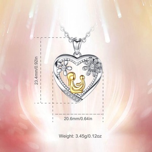 La familia de cristal de corazón de la madre y el niño collar de la joyería colgante de plata de ley - Product Image 4