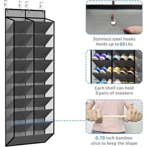 Organizador de Zapatos Multifuncional para Puerta, Capacidad para 30 Pares, Malla Gris, Colgante, Cinco Niveles, 20 Compartimentos Anchos y Profundos - Product Image 5