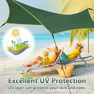 Lona Impermeable Woqi de 275x275 cm, Cuadrada, de Nailon con Protección UV, para Acampar al Aire Libre, Cubierta para Carpa, Verde Oscuro - Product Image 1