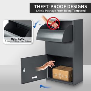 Waterproof Galvanized Steel Lockable Parcel <b>Drop</b> <b>Box</b> Outdoor Curbside Secure Mailbox Large Storage for Home Apartment Office - Product Image 4