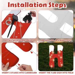 大きなメリークリスマスヤードサイン赤いスノーフレークヤードサイン15.7インチ防水屋外レターデコレーションサイン18個入り - Product Image 5