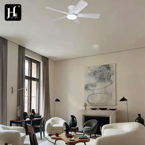 52 inch intelligent five layer wooden blade white modern <b>ceiling</b> fan with LED <b>lights</b> and DC motor - Product Image 6