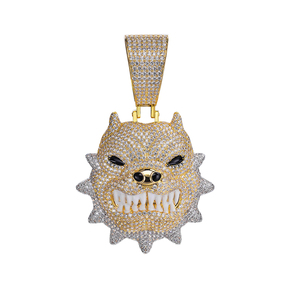 Joyería de moda hip hop 14k oro helado completo cz matón perro colgante collares - Product Image 2