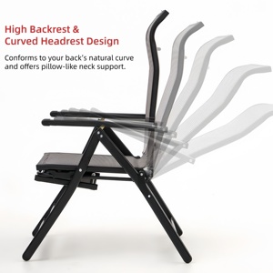 Silla Plegable Reclinable para Exteriores con Reposapiés Extensible, Silla de Patio Transpirable de Malla Teslin para Balcón - Product Image 4
