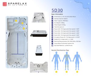 Spa de nage sans fin extérieur pour 5 personnes, grand, hors sol, avec fonction de massage par remous, installation autonome pour hôtel et villa - Product Image 3