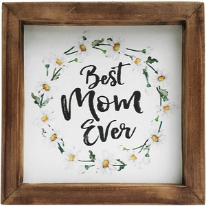 Custom Best Mom Ever Square en bois encadré bloc signe cadeau pour maman 6 "x 6" - Product Image 2