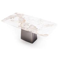 Meubles de salle à manger de design moderne italien de luxe, base en métal laiton antique, table à manger en marbre Arketipo Icon