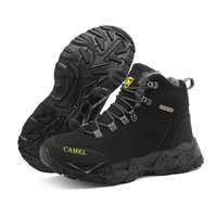 Bottes de neige montantes pour hommes en cuir véritable, à lacets, respirantes, chaudes, doublées de coton, isolées, antidérapantes, avec semelle en caoutchouc éclairé