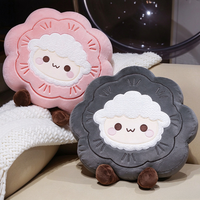 Coussin en peluche mouton mignon personnalisé OEM en gros, doux, marron, à motifs floraux, pour enfants et décoration intérieure
