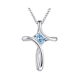Phụ Nữ Của 925 Sterling Silver Chữ Thập Mặt Dây Chuyền Vòng Cổ Với Kim Cương & Zircon Tốt Sideways Birthstone Đồ Trang Sức Quà Tặng Sinh Nhật - Product Image 1