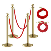 Haute qualité en acier inoxydable hôtel banque VIP foule file d'attente ligne contrôle rouge tapis support velours cordes barrière Stanchions CE
