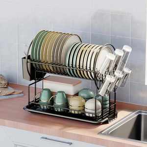 Hot New Double Tier Large Capacity Over Sink <b>Dish</b> Drying Rack Utensil Holder Detachable Kitchen Drain Board Made Stainless Steel - Product Image 3