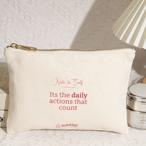 Chất Lượng Cao Tự Nhiên Bông Vải Dây Kéo Túi Mỹ Phẩm Biểu Tượng Tùy Chỉnh In Đẹp Du Lịch Vải Bút Chì Trang Điểm Bụi <span class=keywords><strong>Pouch</strong></span> - Product Image 4