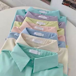 Nouvelle chemise décontractée vintage en mousseline pour femme, coupe régulière, col montant, édition coréenne, polyvalente, printemps/automne, logo frontal, séchage rapide - Product Image 3
