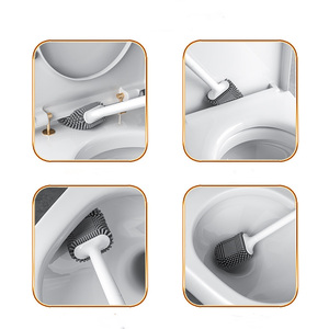 Juego de escobillas de silicona para inodoro montadas en la pared y de pie, herramienta de limpieza de baño con base, incluye cepillo para inodoro - Product Image 5