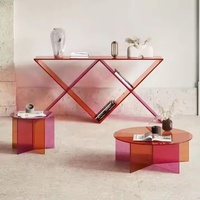 Table console haute en acrylique moderne arc-en-ciel sur mesure en gros, table d'entrée, longue table TV, table d'appoint avec revêtement UV