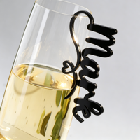 Étiquette nominative personnalisée en acrylique 3D pour verre à vin, carte de nom minimaliste pour verre à boisson, breloque décorative multicolore personnalisée pour mariage et fête