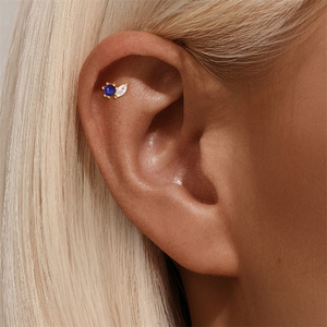 Fashion Piercing Jewelry 18k <b>Gold</b> Sky Blue Zircon New Collections Tassel Piercing <b>Earring</b> - Product Image 5