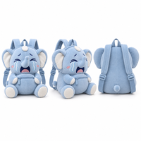 Service de développement de sacs à dos en peluche personnalisés pour sacs en forme d'éléphant avec visage pleurant brodé, poche avant zippée, bretelles réglables