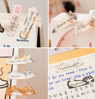 Adorables notes autocollantes en forme de chat de dessin animé, index réutilisables pour marquage, blocs-notes et autocollants de messages