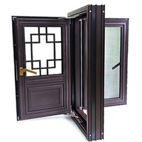Fenêtre à battant en treillis chinois antique nouveau style de portes en alliage d'aluminium pour maisons modernes de style chinois cours fenêtre vintage