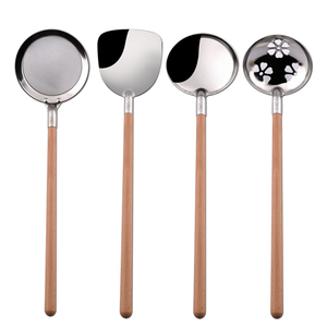 Keuken Gadgets Houten Handvat Kleine Keukengerei 18/8 Rvs Pollepel Schuimspaan Kookgerei <span class=keywords><strong>Set</strong></span> - Product Image 1