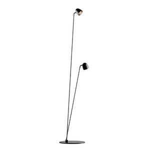 Lámpara de pie de diseño moderno con doble cabezal, metal negro, altura ajustable, fuente de luz LED para sala de estar, dormitorio, estudio. - Product Image 5