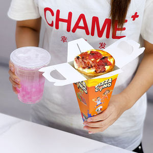 Caja de <span class=keywords><strong>Comida</strong></span> <span class=keywords><strong>para</strong></span> Llevar de Cono de Pizza Personalizada con Diseño de Inserto, Caja de Papel Portátil con Logotipo Impreso, Caja de Embalaje <span class=keywords><strong>para</strong></span> Palomitas y Papas Fritas - Product Image 5