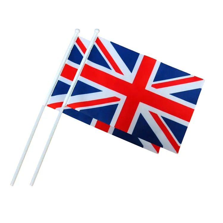 UK Hand Flags: パレードやスポーツイベント用のポール付きのカスタム印刷されたハンドヘルドフラッグ