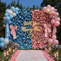MoKtong Rosa und Weiße Blumenwand 3D mit Ineinandergreifenden Seidenrosen und Hortensien für Babyparty Geschlechtsoffenbarung Partydekoration