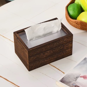 Wooden Tissue Box Walnut Color For Living <b>Room</b> Car Bathroom Multi Functional Pull Out Tissues - Product Image 1