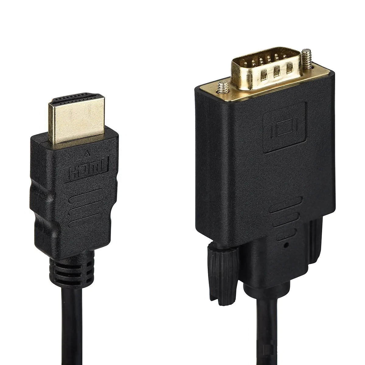 Câble de conversion HDMI vers VGA plaqué or 1.8M HD 1080P 6 pieds HDMI mâle vers VGA mâle adaptateur de convertisseur vidéo pour PC portable