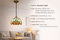 Luminaire suspendu en verre de style Tiffany, rétro nordique, lampe de plafond en fer de luxe pour chambre à coucher, escalier, bar et restaurant