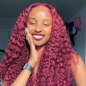 Peluca Larga Rizada Jerry con Encaje Frontal Roja 99J, 200% de Densidad, Cabello Humano, Proveedor Mayorista, Envío Directo - Product Image 1