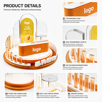 Présentoir à cosmétiques moderne en acrylique écologique avec LED, fonctions antivol, affiches interchangeables, surface polie, logo personnalisé, OEM