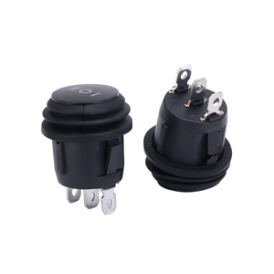 Interrupteur à bascule rond étanche 2 broches ON-OFF IP65 sans voyant, mini interrupteur à bascule étanche noir pour véhicule électrique - Product Image 1