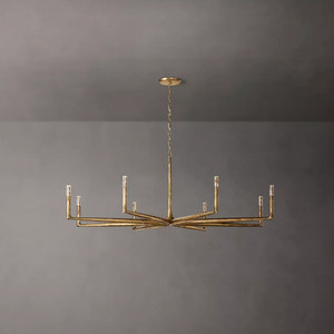 72" Hotel Banquet Hall Large Brass LED Chandelier American Designer Villa Living Room High-end Simple Retro Brass Chandelier - Product Image 4