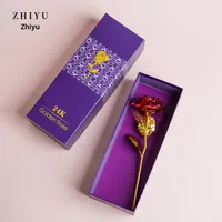 Boîte cadeau de fleurs éternelles en feuille d'or de qualité supérieure transfrontalière, rose dorée finie, bouquet de roses dorées, fête des mères, Noël, Qixi