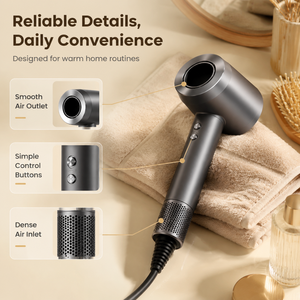 Secador de Cabelo de Luxo com Acabamento Fosco, Detalhes Metálicos e Compartimento Integrado para Acessórios e Cabo - Product Image 5