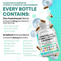 Complément de soutien immunitaire pour adultes à base de Zinc, Vitamine C, Vitamine D, Bromélaïne, Baies de sureau et Artemisinine, Vitamines pour la santé pulmonaire
