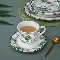 Service de table en porcelaine de haute qualité, 20 pièces, style floral luxueux naturel, rond, compatible lave-vaisselle, pour mariage