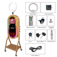 Nouveau design, borne photo ovale en bois de haute qualité avec écran tactile LCD, miroir selfie pour mariage avec appareil photo reflex numérique et logiciel gratuit