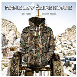 Sudadera con capucha holgada de otoño con forro blanqueado al por mayor, estampado 3D de hoja de arce, anime, para hombre, talla grande, logotipo personalizado, transpirable, antiencogimiento - Product Image 2