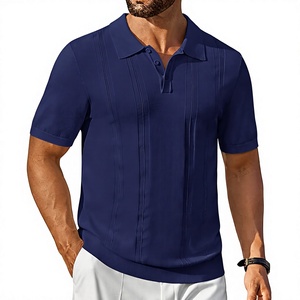 Nouveau design – Chemise tricotée à manches courtes pour homme, de haute qualité, unie, respirante, infroissable, en coton beige, style décontracté chic, personnalisable - Product Image 6